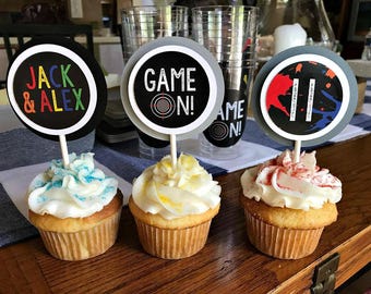 PAINTBALL PARTY DECORATIONS, Paintball birthday decor, Paintball Cupcake Toppers, Paintball supplies, Boy Birthday, Tween Birthday, Teen Boy