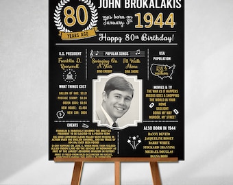 80th Birthday Sign, Born in 1944, 80th Birthday Decorations, Personalized Gift, Grandpa Gift,