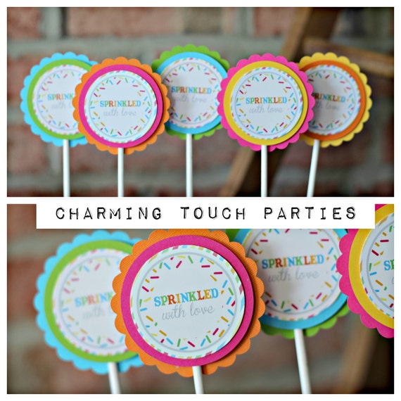 BABY SPRINKLE party decorations. Sprinkled With Love, Cupcake Toppers, Sprinkle Cupcake, Boy, Girl, Gender Neutral Baby Shower Il_570xn
