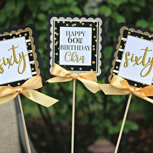 Big Dot of Happiness - Adult 60th Birthday - Gold - Table Decorations - 10 Count