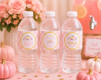 Pumpkin Water Bottle Labels | Little Pumpkin Birthday | Personalized Party Stickers