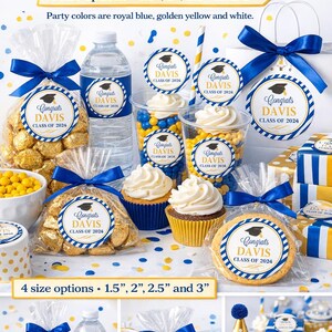 Graduation Party Favor Stickers, Various Sizes, Personalized and Customized to your School Colors!