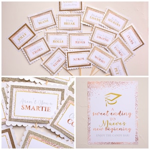 Graduation Candy Labels, Graduation Party Decor, Grad Candy Bar, Graduation 2025 Decorations, Sweets Table Candy Buffet, Choose Your Colors!