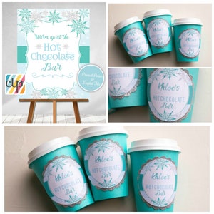 Hot Cocoa Cups, Hot Chocolate Bar, Girl Winter ONEderland, Winter Wonderland, 1st Birthday Party, Hot Chocolate Cups, Hot Chocolate Bar