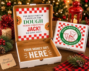 Pizza Box Money Gift, Personalized Christmas Cash Gift for Pizza Lovers