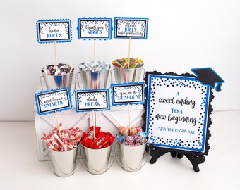 Graduation Candy Labels, Graduation Candy Bar Sign, Candy Buffet, Graduation Signs, Graduation Party Decorations,