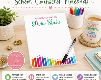 Personalized School Counselor Notepad, Custom Guidance Counselor Gift, Office Stationery