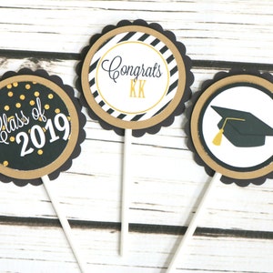 Graduation Cupcake Toppers, Graduation Party Decorations, Class of 2025, You Choose Colors!