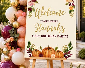 Little Pumpkin Welcome Sign | Personalized First Birthday Party Sign