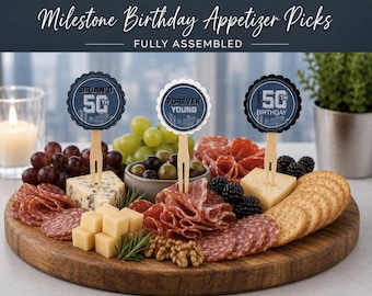 Appetizer Picks for Milestone Birthday, Forever Young Theme - Fully Assembled!