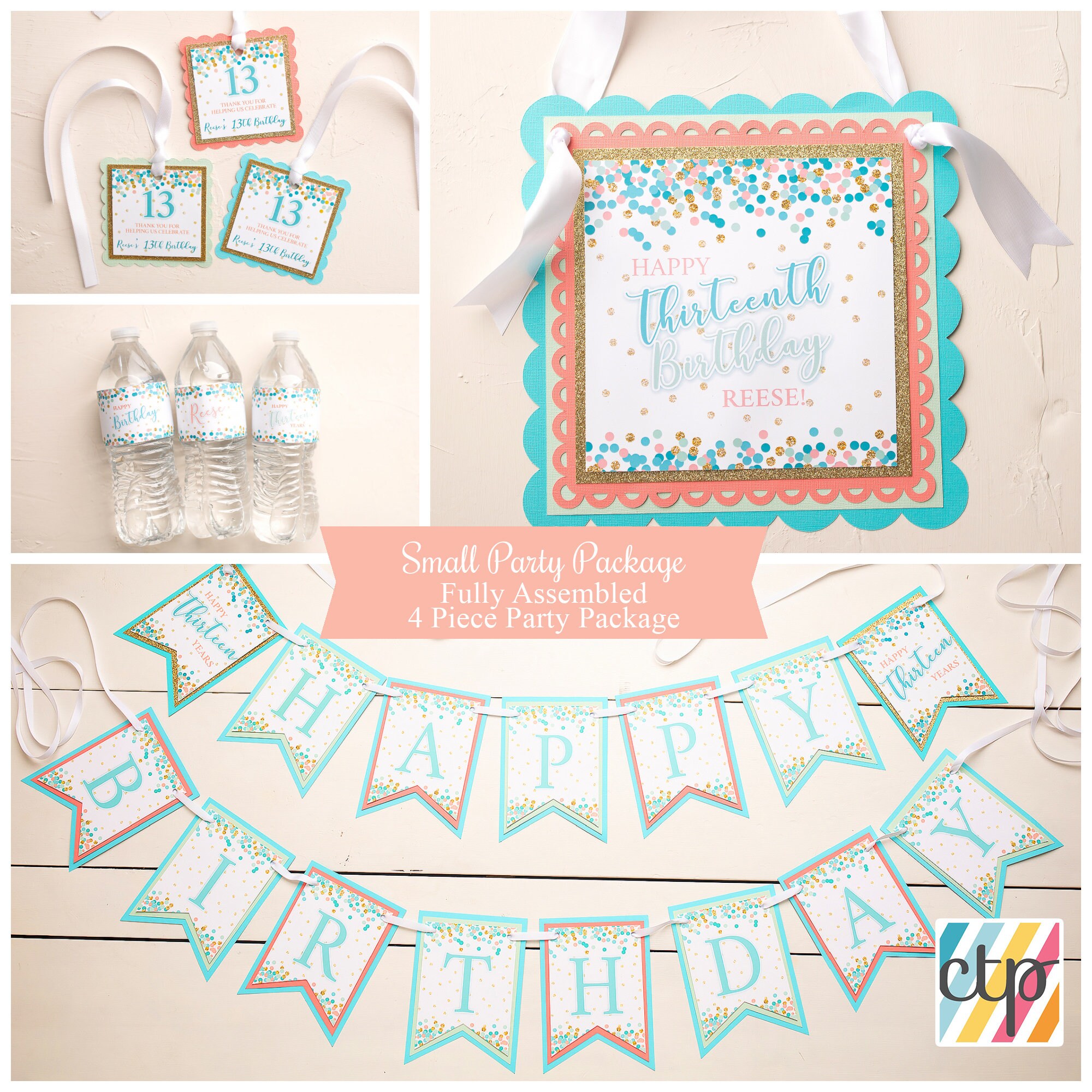 ป้ายแบนเนอร์วันเกิด "13 ปีแห่งความรัก" - ป้ายและชุดตกแต่งงานปาร์ตี้วันเกิดครบรอบ 13 ปี