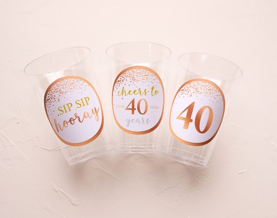 Rose Gold Floral Birthday Party Cups, Wine Glass, Beer Cup, Milestone Birthday Party Decorations, 40th Birthday Party Il_570xn