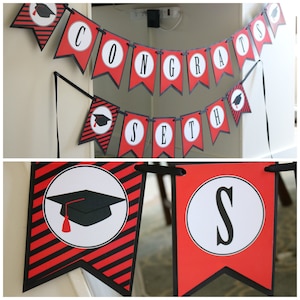 Graduation Party Banner, Congrats NAME, Personalized and Fully Assembled, Any School Colors!