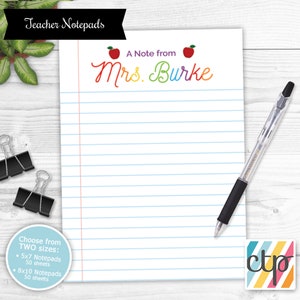 Teacher Notepad, Personalized Notepad, Teacher Appreciation Gift, Teacher Gifts,