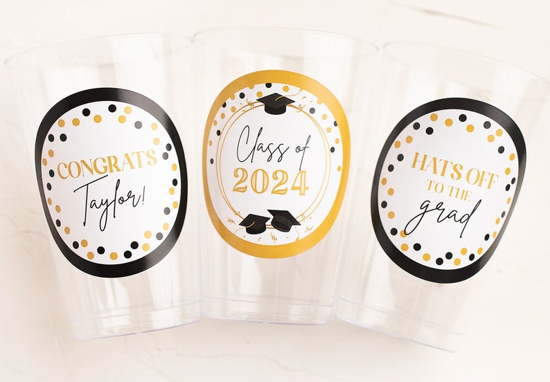 Graduation Party Cups, Personalized Plastic Cups, Custom Party Cups, Class of 2024, Son Graduation, ANY SCHOOL COLORS image 2