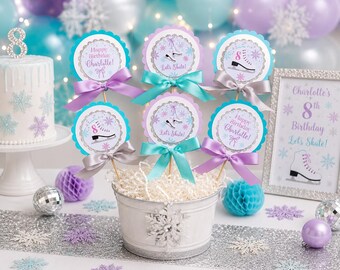 Ice Skating Centerpieces, Personalized Table Decorations, Figure Skate Party Decor
