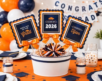 Centerpiece Sticks for Graduation Party, Set of 3, YOU CHOOSE COLORS!