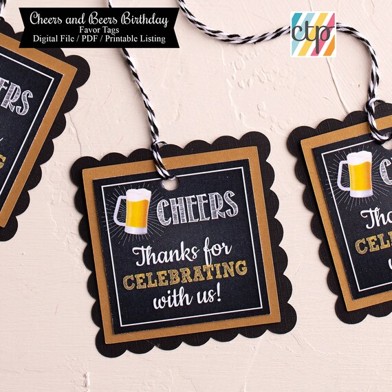 50th Birthday Party Favor Tags Thank You Labels Cheers and - Etsy