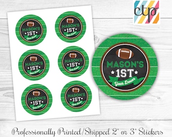 Football Birthday, Football Birthday Stickers, Football Theme Birthday, Football Party Favors, Sports Theme Birthday Party