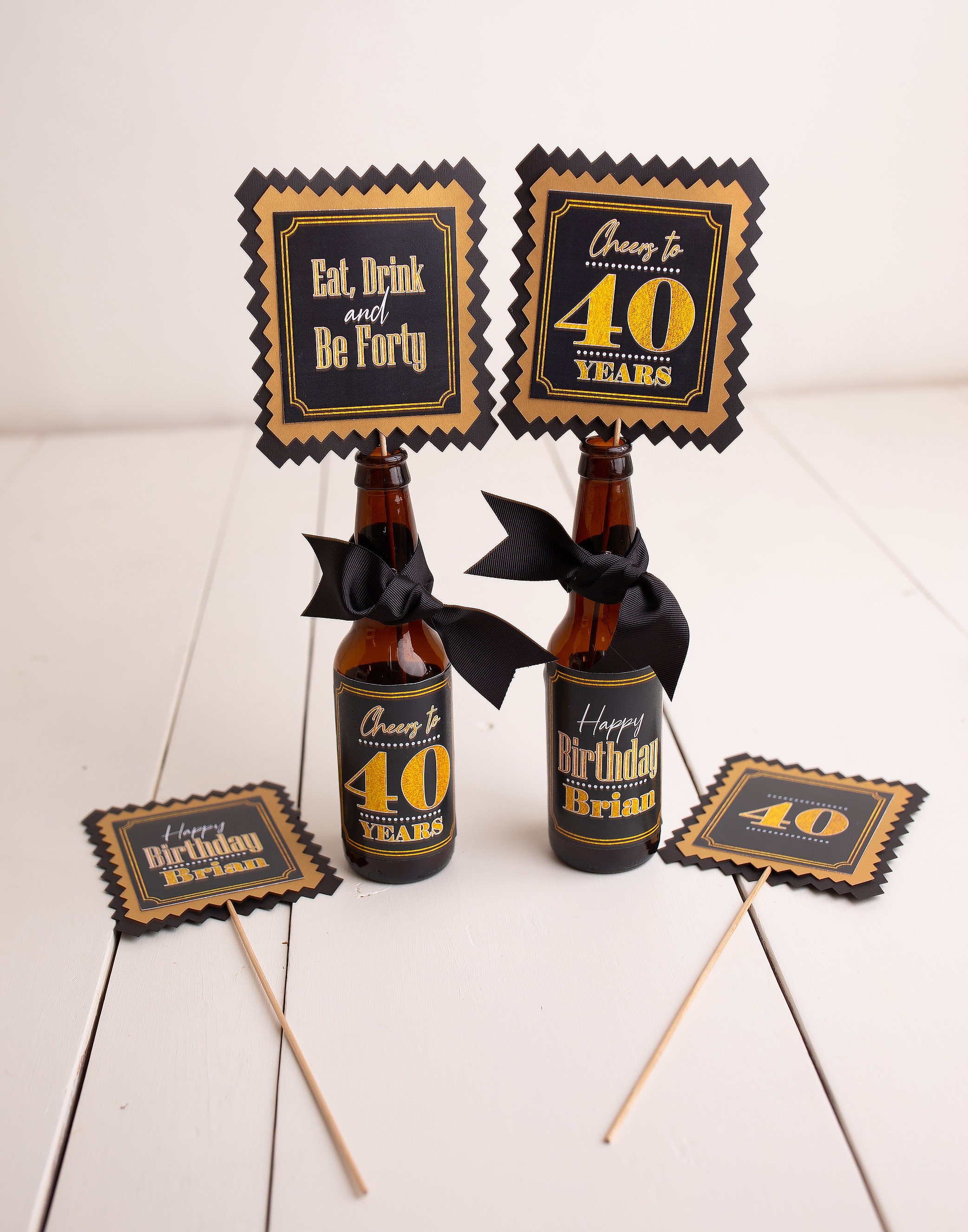 Cuervo Acompañar rueda Centro de mesa de cumpleaños número 40 etiquetas de cerveza - Etsy México