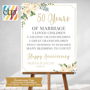 50th Anniversary Gift, 50th Wedding Anniversary Sign, 50 Years, Golden Anniversary or Any Year, Personalized Gift for Grandparents