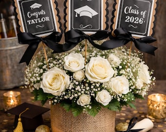 Centerpiece Sticks for Graduation Party, Set of 3, Fully Assembled!