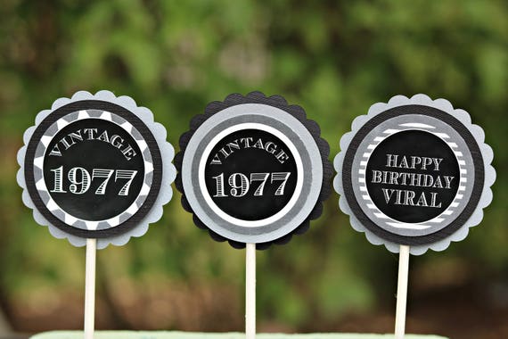 40th Birthday Decorations Cupcake Toppers 40th Cupcake 40th Party