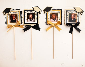 Graduation Party Decorations, Photo Centerpieces, Table Decor, Class of 2024, Daughter Graduation, ANY SCHOOL COLORS!