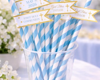 ¡Pajillas y banderas de paja para celebraciones religiosas, personalizadas para ti!