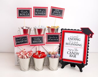 Graduation Candy Bar Signs, For Grad Sweets Table or Dessert Bar, ANY School Colors!