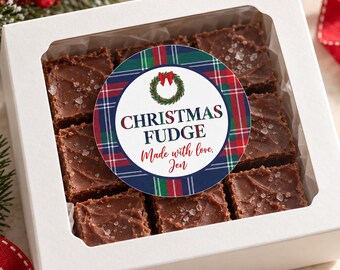 Personalized Christmas Fudge Stickers, Homemade Candy Gift Labels for Holiday Treats