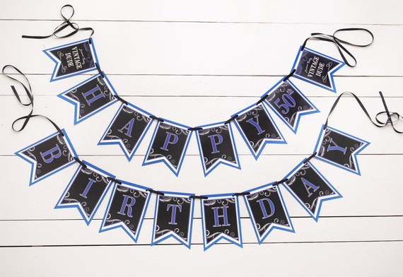 Masculine Birthday Banner, Milestone Birthday Decorations, Vintage Dude, Adult Birthday Party ...