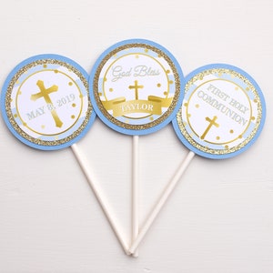 First Communion Cupcake Topper, First Communion Decoration, First Communion Boy,