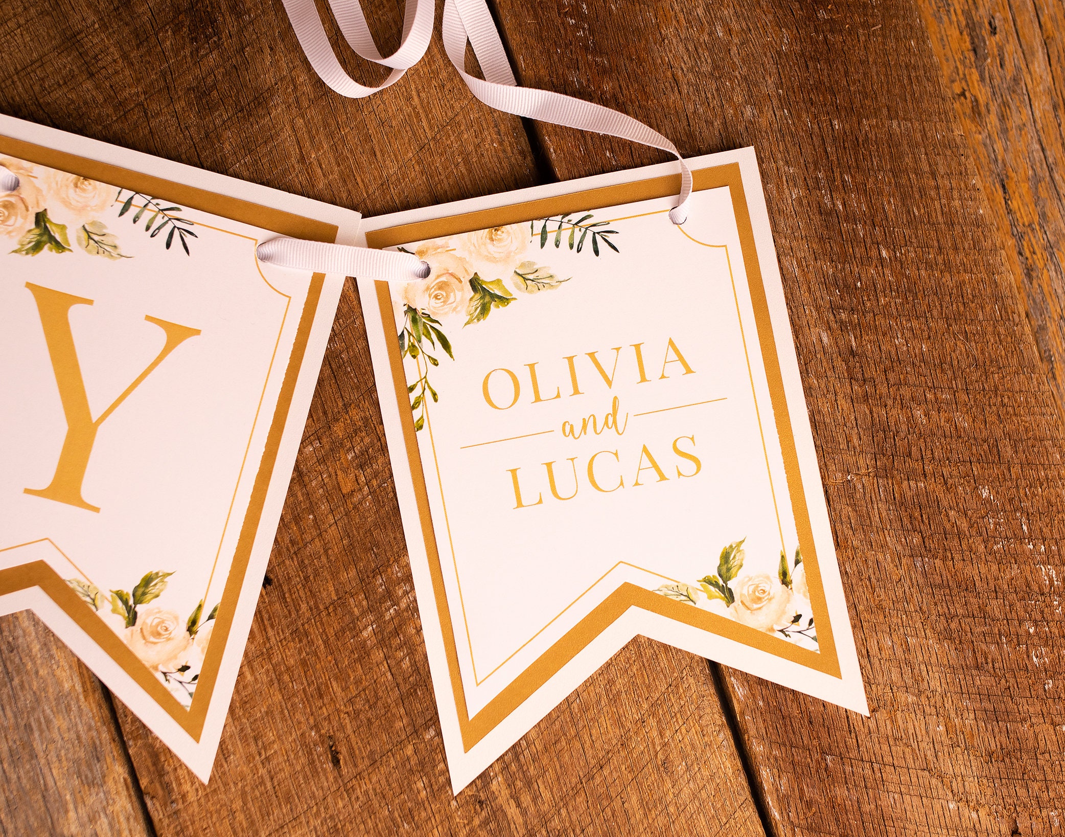 Happy Anniversary Banner - Gold Wedding Anniversary & Valentine's Day Party Decorations