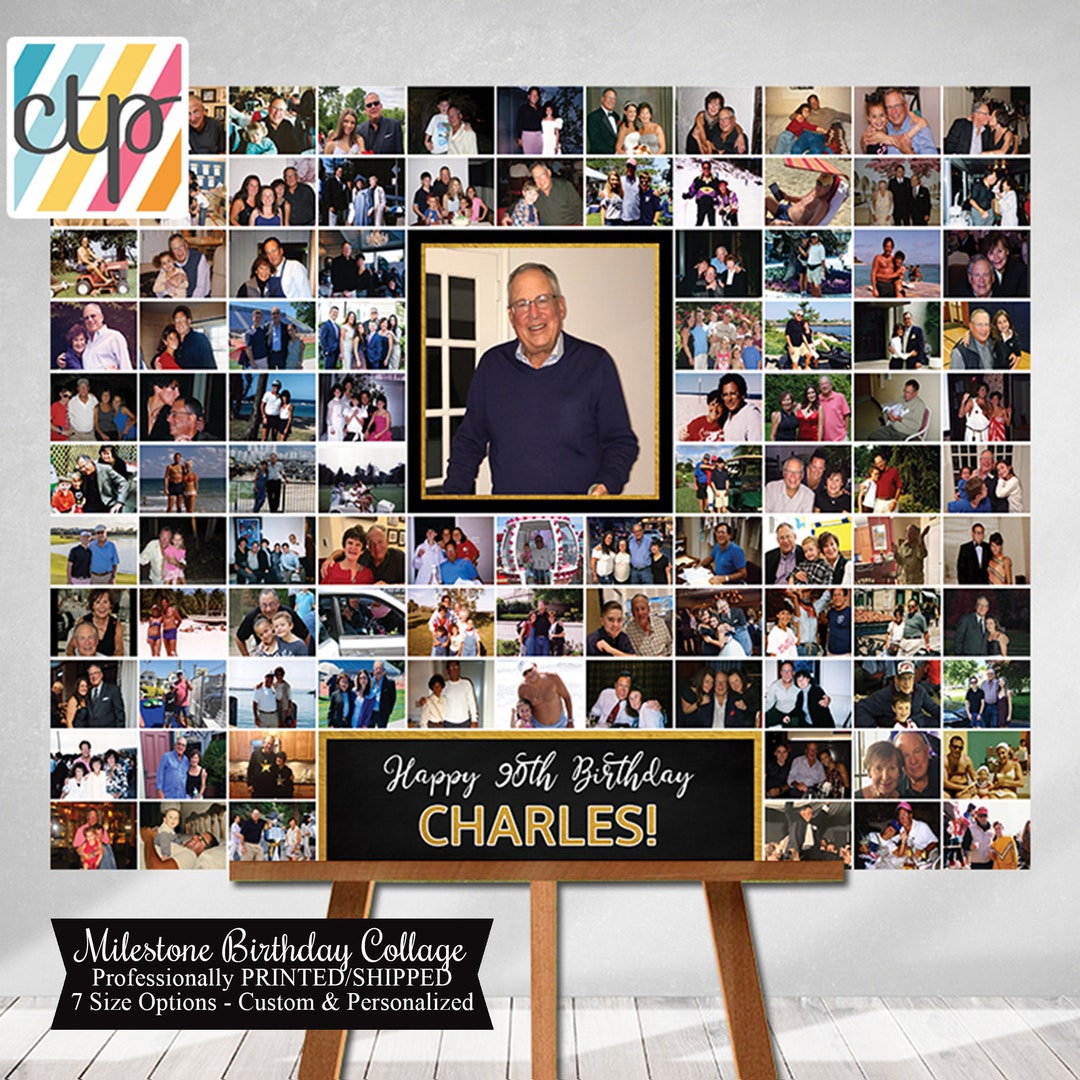 Photo Collage for 90th Birthday, Personalized 90th Birthday Gift ...