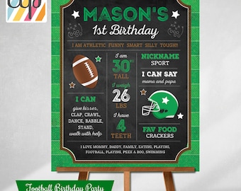 Birthday Chalkboard, Football Signs, Custom Sign, First Birthday, Boy,