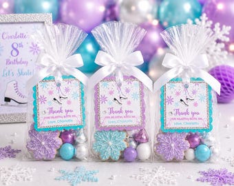 Ice Skating Favor Tags, Personalized Gift Tags, Figure Skate Party Decorations