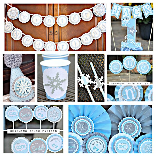 Boy Winter Onederland Decorative Rosettes Paper Fans Paper