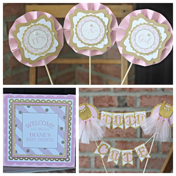 Items similar to Girl Baby Shower Party Decorations. 3 piece Pink and
