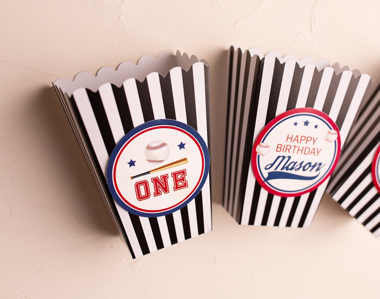 Baseball Birthday Popcorn Boxes Snack Cups Baseball Favor Etsy
