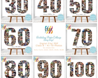 Cadeau d'anniversaire personnalisé, collage de photos de numéros, collage de photos, fait sur mesure à partir de vos photographies, imprimable, téléchargement numérique, PDF