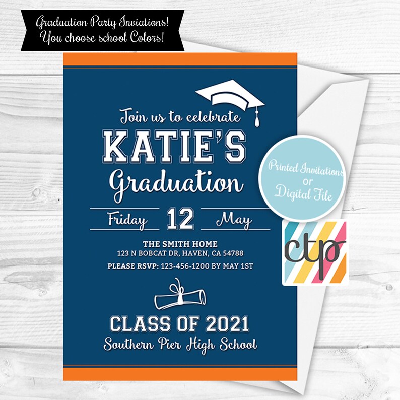 Graduation Invitation, Graduation Party Decorations, Printable, Digital Download, PDF, image 3