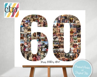 60th Birthday Photo Collage, Personalized 60th Birthday Gift, Custom Made from your Photographs!