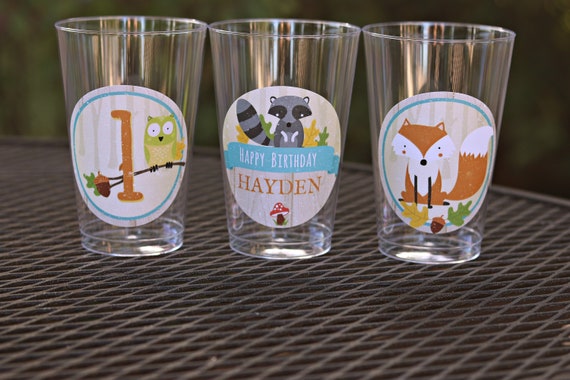WOODLAND BIRTHDAY DECORATIONS Party Cups Fall Woodland Party Decor Boy 1st Birthday Autumn Birthday Fall 1st Birthday Woodland Animals Il_570xn
