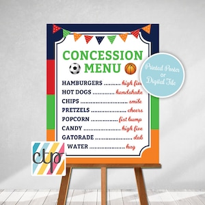 Concessions Menu, All Star Sports Birthday, Concessions Sign, Concession Stand, Boy Sports Party Decorations image 1