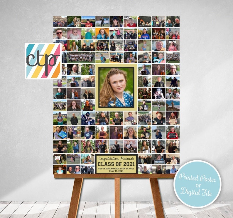 Personalized Graduation Gift, Grad Photo Collage, Class of 2024 Party Decoration, Picture Collage, Custom Made from your Photographs image 6