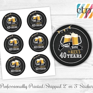 Personalized Glossy Cheers & Beers Theme Birthday Party Favor Labels - Beer Favor Labels - Gift Tags