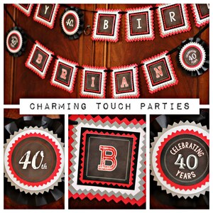 40TH BIRTHDAY DECORATIONS, 40th Party Centerpiece, Centerpiece Sticks, 40th Centerpiece, Birthday for Him, 40th Birthday Party, Black, Red image 8