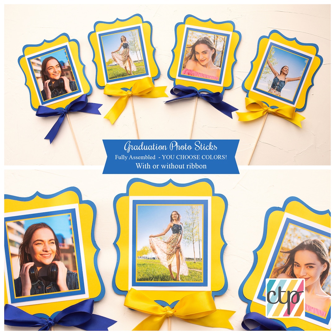 Graduation Procession Stick Custom Photo Centerpiece Stick Set for Graduation Party, Any School ...