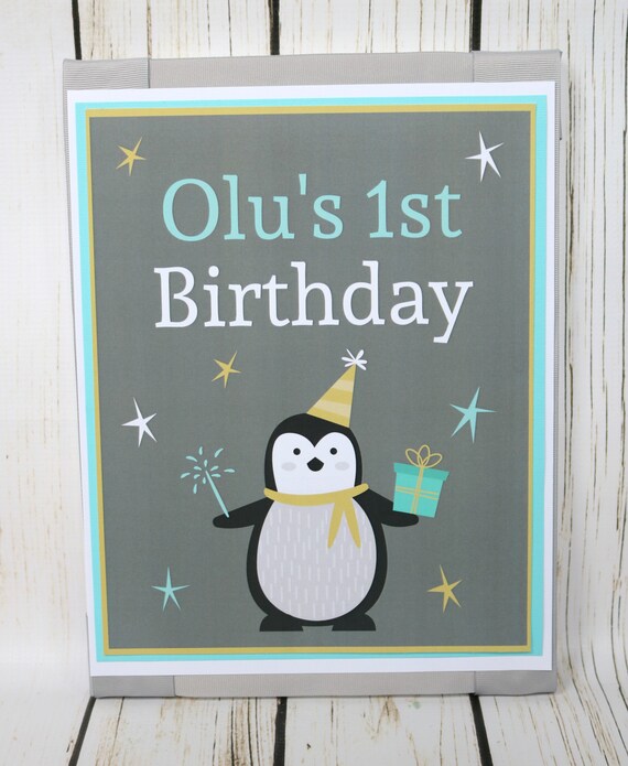 Penguin Birthday Party Sign Boy Winter Onederland Birthday Party